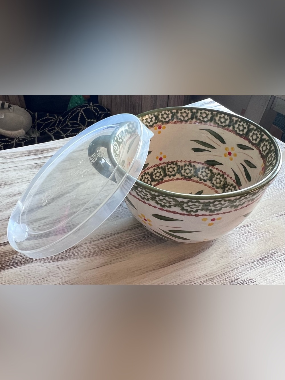 Temp-tations Old World Green Oversized Soup Mug Bowl Spoon Rest Lid Set - Picture 3 of 10